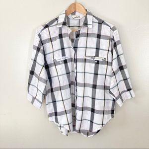 Vintage DVF Plaid Button Down Top 80’s 70’s Retro